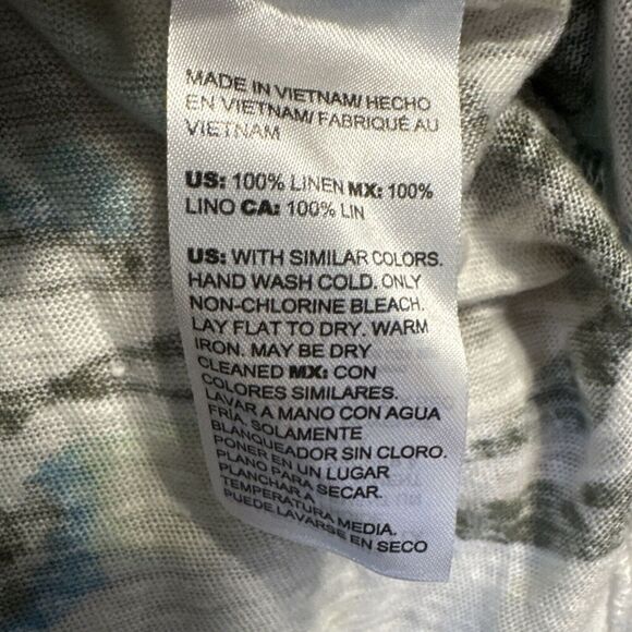 Chico's 100% Linen Floral V-Neck 3/4 Sleeve Shirt Size 3 (XL) Tropical Vacation - Picture 8 of 9